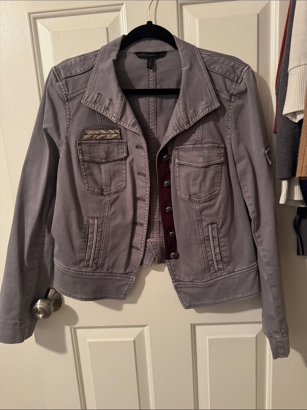 White House Black Market Lavender Utility Jacket